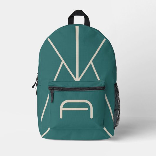 Sac À Dos Imprimé Monogramme géométrique sarcelle Alexandrite modern (Recto)