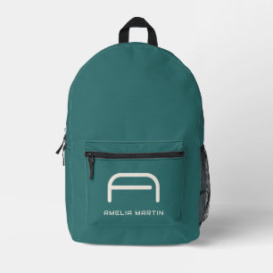 Sac À Dos Imprimé Monogramme géométrique sarcelle Alexandrite modern