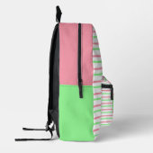 Sac À Dos Imprimé Monogramme Grandes géométriques rose vert blanc (Gauche)