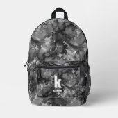 Sac À Dos Imprimé Monogramme Initial Aquarelle Filles Noir Blanc (Recto)