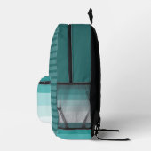 Sac À Dos Imprimé Monogramme Initial Éditable à Dégradé de Sarcelle (Droite)