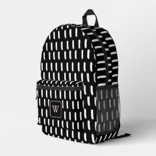 Sac À Dos Imprimé Monogramme Initial Minimal Noir Blanc Traits De Pi