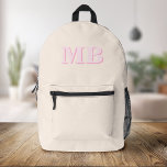 Sac À Dos Imprimé Monogramme initial minimaliste moderne<br><div class="desc">Sac à dos minimaliste de Monogramme initial moderne. Créez votre propre sac à dos personnalisé avec un nom initial personnalisé.</div>