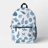 Sac À Dos Imprimé Monogramme Initial Nautilus Aquarelle Maritime Coq (Recto)