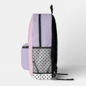 Sac À Dos Imprimé Monogramme Initial Rose Clair et Violet Clair (Droite)