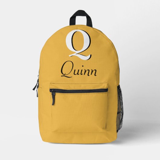 Sac À Dos Imprimé Monogramme jaune élégant moderne (Recto)