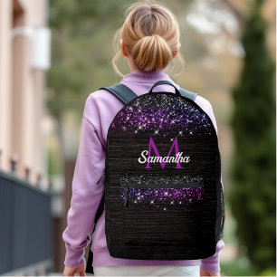Sac À Dos Imprimé Monogramme mignon noir de fausse parties scintilla