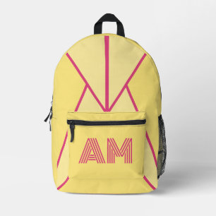 Sac À Dos Imprimé Monogramme minimaliste moutarde et rose rétro
