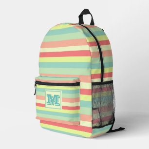 Sac À Dos Imprimé Monogramme Moderne aux Rayures Vives et Colorées