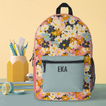Sac À Dos Imprimé Monogramme Moderne Colorful Floral Girls School<br><div class="desc">Personnalisez ce mignon sac à dos à fleurs rose et bleu pour le dos de vos filles aux fournitures scolaires. Conçu pour vous par Blackberry Boulevard.</div>