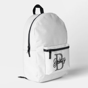Sac À Dos Imprimé Monogramme moderne élégant Nom noir Gris noir Scri
