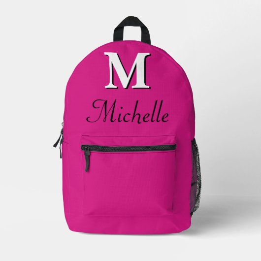 Sac À Dos Imprimé Monogramme moderne élégant rose foncé (Recto)