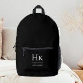 Sac À Dos Imprimé Monogramme Moderne Élégant Typographique Noir