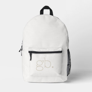 Sac À Dos Imprimé Monogramme Moderne Ivoire