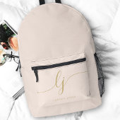 Sac À Dos Imprimé Monogramme Moderne Minimal Blush Or Rose Initiales