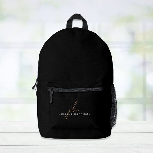 Sac À Dos Imprimé Monogramme moderne minimal noir
