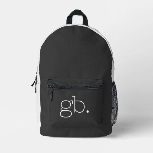 Sac À Dos Imprimé Monogramme Moderne Noir (Recto)