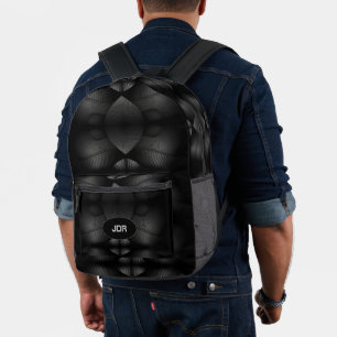 Sac À Dos Imprimé Monogramme moderne noir et gris