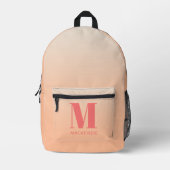 Sac À Dos Imprimé Monogramme moderne Nom initial Peach Gradient (Recto)