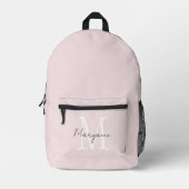 Sac À Dos Imprimé Monogramme Moderne Nom Rose (Recto)