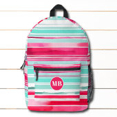 Sac À Dos Imprimé Monogramme moderne Preppy Cyan Magenta