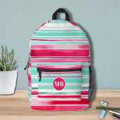 Sac À Dos Imprimé Monogramme moderne Preppy Cyan Magenta