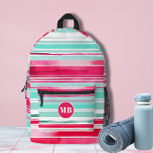 Sac À Dos Imprimé Monogramme moderne Preppy Cyan Magenta