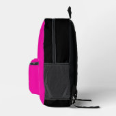 Sac À Dos Imprimé Monogramme moderne rose noir écriture script (Droite)