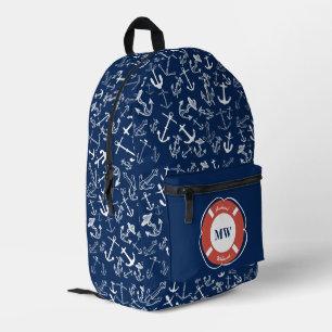 Sac À Dos Imprimé Monogramme nautique Ancre bleu marine Motif