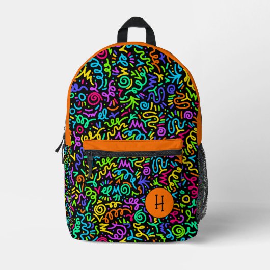 Sac À Dos Imprimé Monogramme Neon Orange Squiggle (Recto)