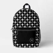 Sac À Dos Imprimé Monogramme noir et blanc moderne géométrique (Recto)