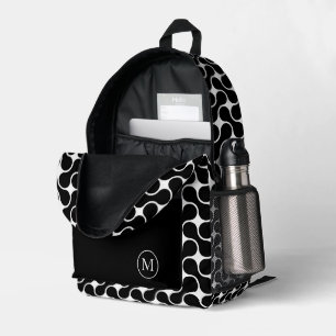 Sac À Dos Imprimé Monogramme noir et blanc moderne géométrique