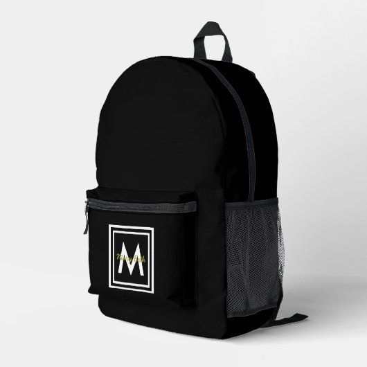 Sac À Dos Imprimé Monogramme noir personnalisé (Coin arrière droit)