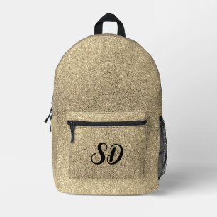 Sac À Dos Imprimé Monogramme Pailleté Or Brossé Chic
