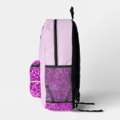 Sac À Dos Imprimé Monogramme pailleté rose avec Fleurs (Droite)