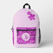 Sac À Dos Imprimé Monogramme pailleté rose avec Fleurs (Recto)