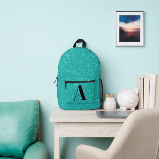 Sac À Dos Imprimé Monogramme pailleté sarcelle (Insitu)