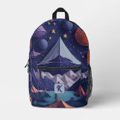 Sac À Dos Imprimé Monogramme Personnalisé, Cool & Moderne (Recto)