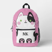Sac À Dos Imprimé Monogramme Pink Cute Cat Kids (Recto)