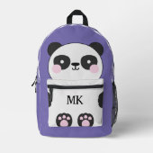 Sac À Dos Imprimé Monogramme Purple Cute Panda Kids (Recto)