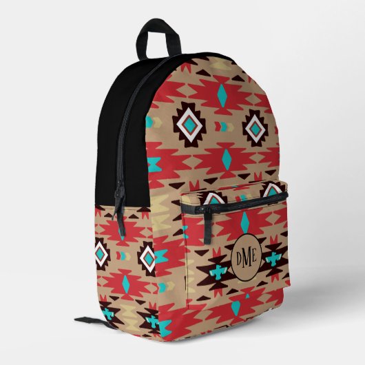 Sac À Dos Imprimé Monogramme Red Turquoise Native American Vision (Coin arrière gauche)