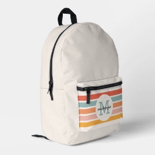 Sac À Dos Imprimé Monogramme Retro Grandes Colorées Personnalisées