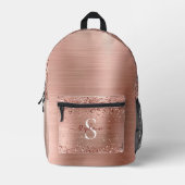 Sac À Dos Imprimé Monogramme Rose Gold Faux-Parties scintillant Girl (Recto)
