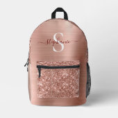 Sac À Dos Imprimé Monogramme Rose Gold Faux-Parties scintillant Girl (Recto)