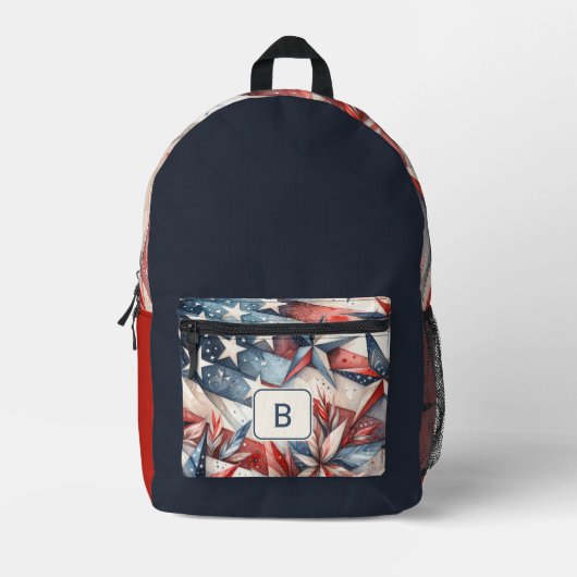 Sac À Dos Imprimé Monogramme rouge blanc et bleu (Recto)