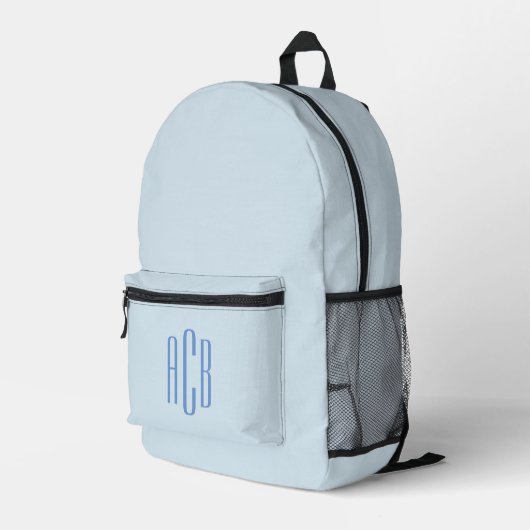 Sac À Dos Imprimé Monogramme simple bleu à trois lettres (Coin arrière droit)