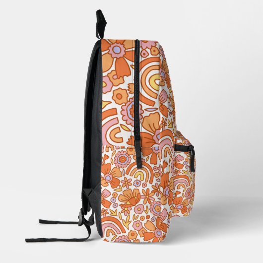 Sac À Dos Imprimé Monogramme super Retro Orange Florals (Gauche)
