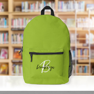 Sac À Dos Imprimé Monogramme tendance vert citron noir et blanc 