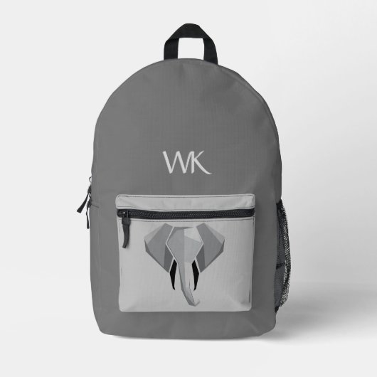 Sac À Dos Imprimé Monogramme Tête d'éléphant Gris (Recto)