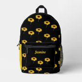 Sac À Dos Imprimé Monogramme tournesol jaune sur noir (Recto)